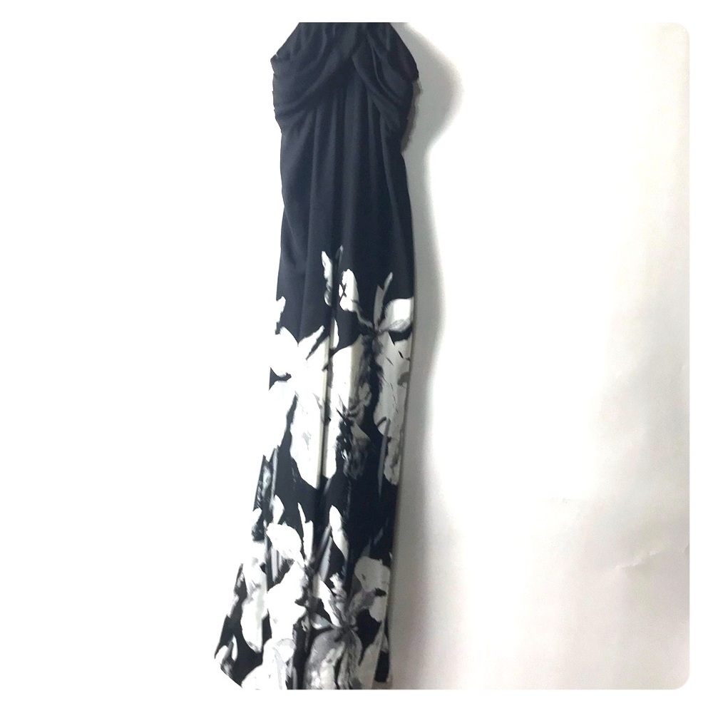 Halston Heritage Black/ White Floral Gown Sz 8